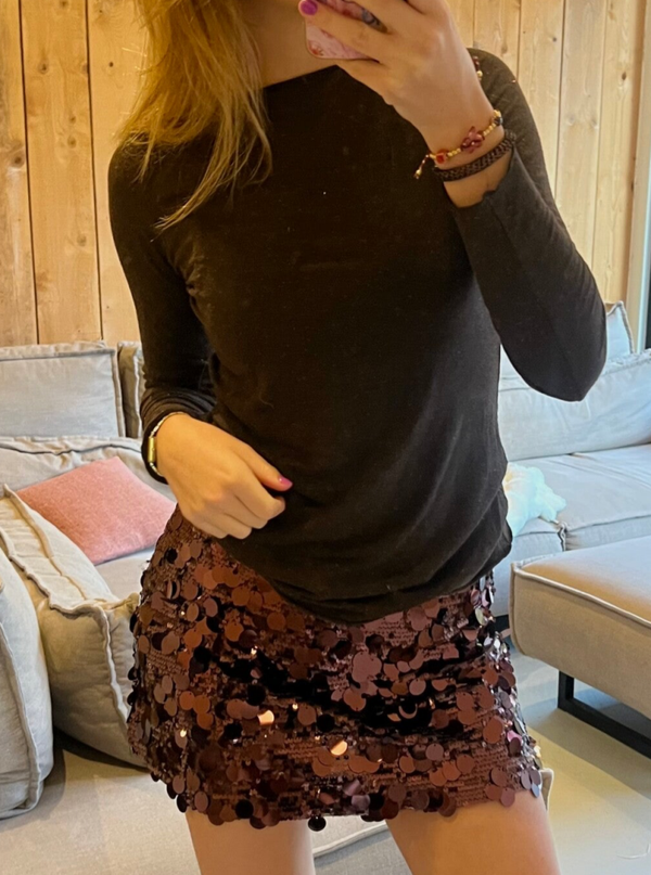 Mini rokje met pailletten bruin