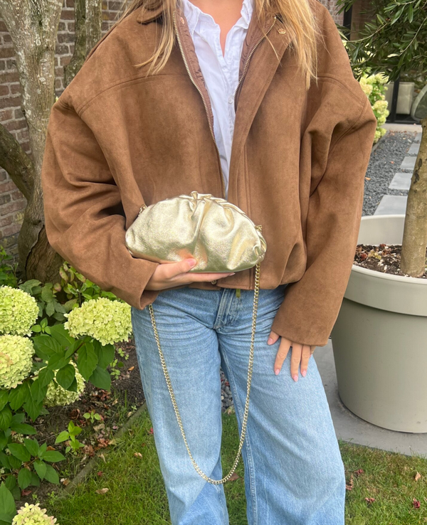 Glitter clutch tasje goud