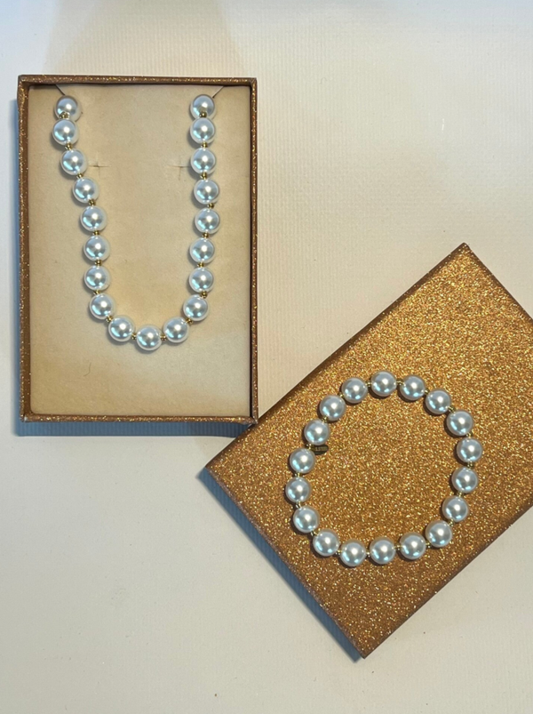 Imitatie parel ketting en armband set