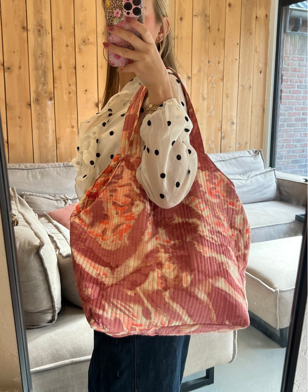 Quilted weekend tas lichtroze