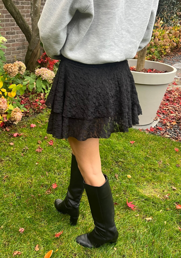 Zwart kanten rokje