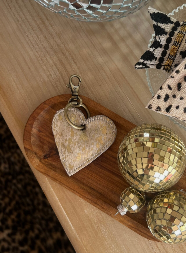 Decoratieve sleutelhanger Hart/Goud/Wit