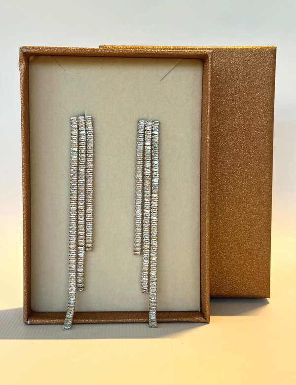 Elegante oorbellen met strass O20 Zilver