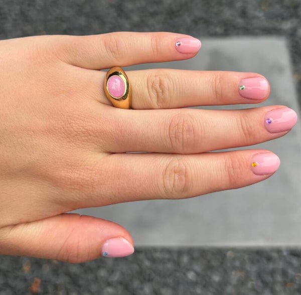 Elegante ring met steentje R28 Goud/Roze