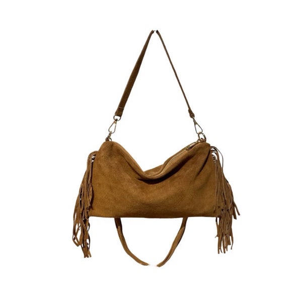 Mini handtas suède camel