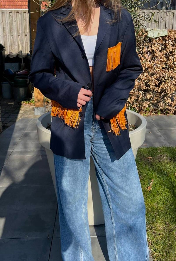 Blazer met oranje franjes