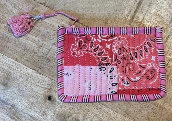 Mini stoffen portemonnee Roze/Bandanastijl