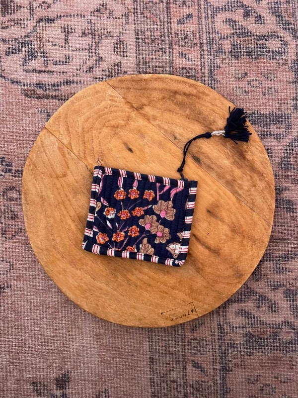Mini stoffen portemonnee Blauw/Paars