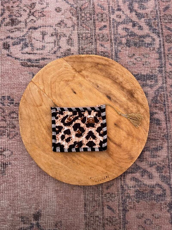 Mini stoffen portemonnee Bruin/Panterprint