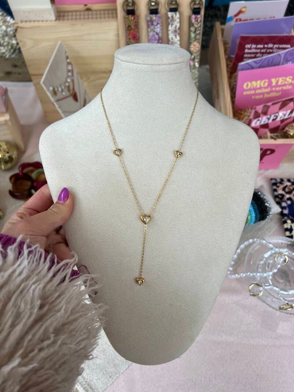 V-hals glitter ketting K6 goud