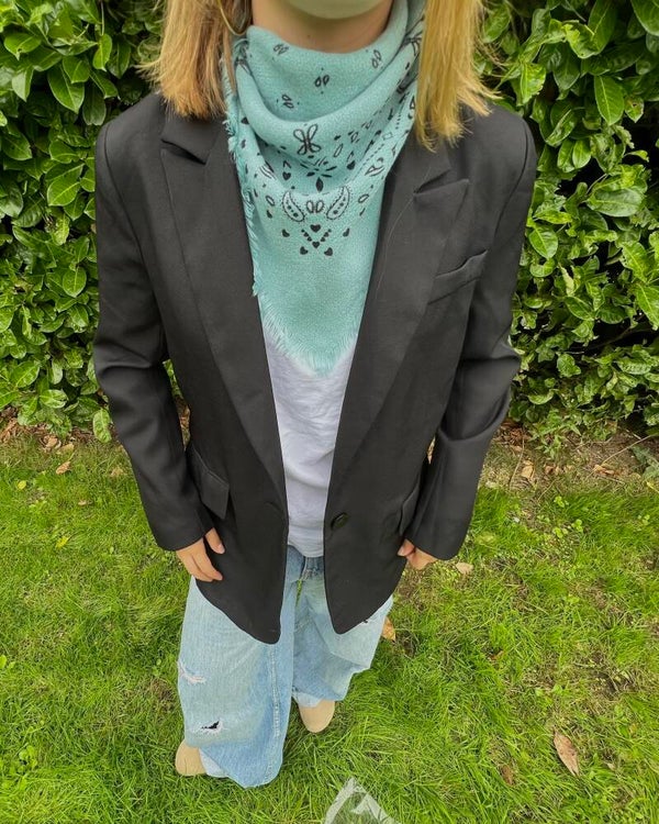 Wollen bandana sjaaltje Turquoise