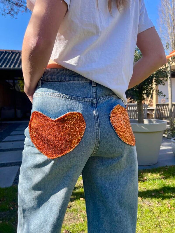 Koningsdag jeans oranje hart