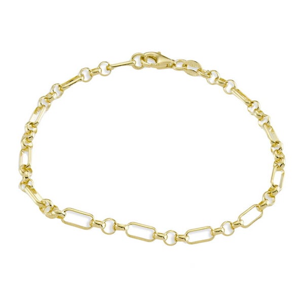 Silver Essentials Mixed Link Bracelet in Sterling Silver or 14K Gold Plated