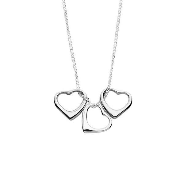 Silver Essentials Sterling Silver Floating Hearts Necklace 50CM