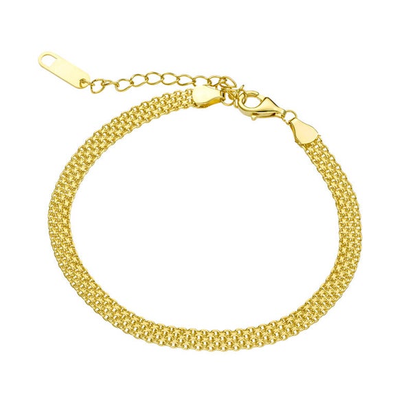 Silver Essentials 4MM Mesh Link Bracelet in Sterling Silver or 14K Gold Plated 20CM