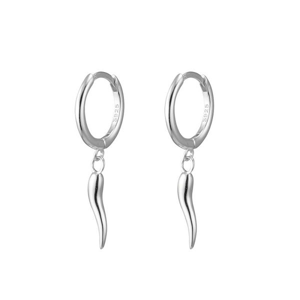 Silver Essentials Venetian Cornicello Earrings in Sterling Silver or 14K Gold Plated