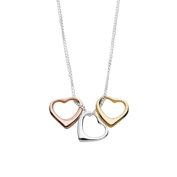 Silver Essentials Sterling Silver Various Colour Floating Hearts Necklace 50CM