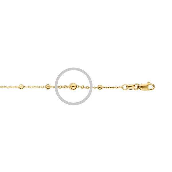 Silver Essentials Sterling Silver 18K Yellow Gold Plated 1MM Belcher Chain With 3MM Beads 55-70CM