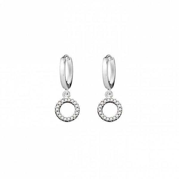 Silver Essentials CZ Ring Charm Earrings in Sterling Silver or 14K Yellow or Rose Gold Plated
