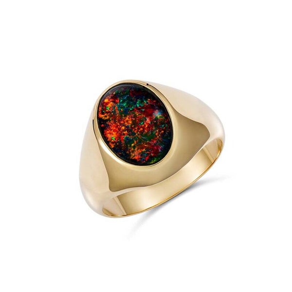 Firegem Oval Triplet Opal Ring in 9ct Gold