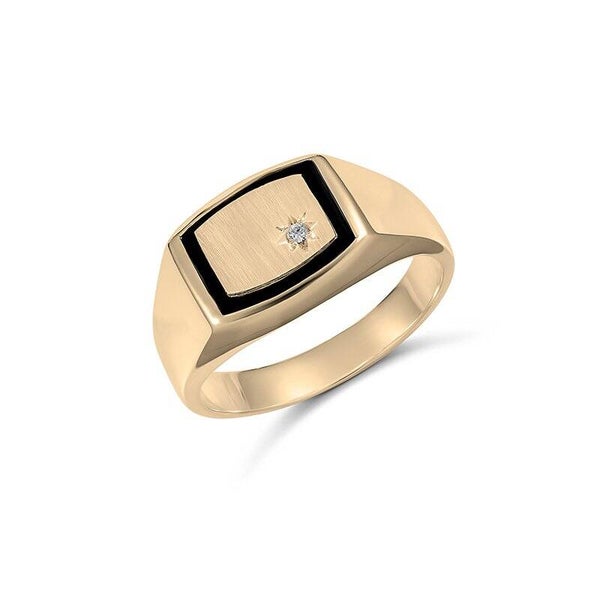 Diamond and Black Onyx Ring in 9ct Yellow Gold