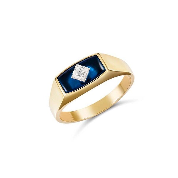 Blue Stone and Diamond Ring in 9ct Yellow Gold