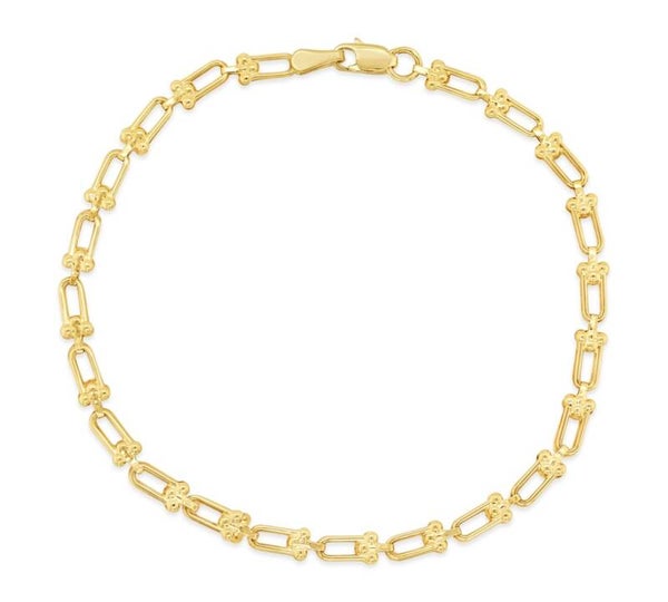 Hollow 3.5MM Lock Link Bracelet in 9ct Yellow Gold 19CM