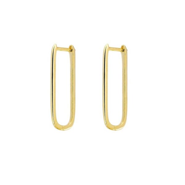 Silver Essentials 25MM Sterling Silver Gold Plated Long Hoop Earrings