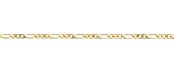 Solid Gold 1.3MM Figaro Chain in 9-18ct Yellow, White or Rose Gold 45-70CM
