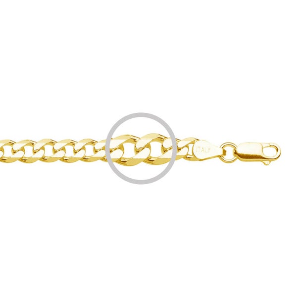 Silver Essentials Sterling Silver 18K Gold Plated 5MM Curb Chain