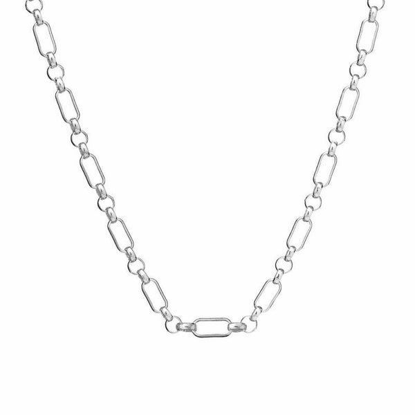 Silver Essentials Sterling Silver Mixed Link Chain in Sterling Silver or Gold Plated 55CM