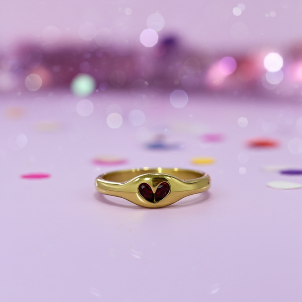 Waterproof 18K Gold Plated Heart Ring