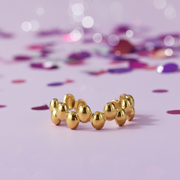 Waterproof 18K Gold Plated Open Oval Drop Ring
