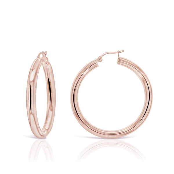 Polished Tube Hoop Earrings in 9ct Rose Gold
