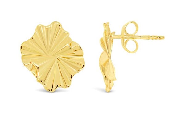 9ct Yellow Gold Ripple Flower Stud Earrings