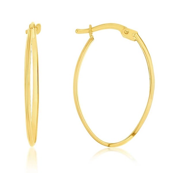 Oval Knife Edge Hoop Earrings in 9ct Yellow Gold