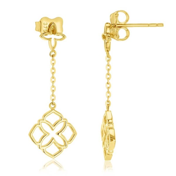 Clover Drop Earrings in 9ct Yellow Gold