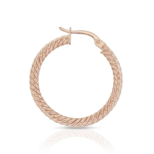 Twist Rope Hoop Earrings in 9ct Rose or White Gold