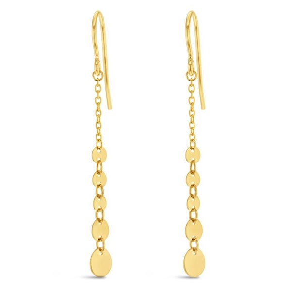 Disc Drop Earrings in 9ct Yellow Gold