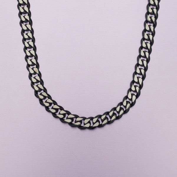 Blaze Stainless Steel 8MM Oxidised Cuban Chain Black, Blue or Rainbow 55-60CM