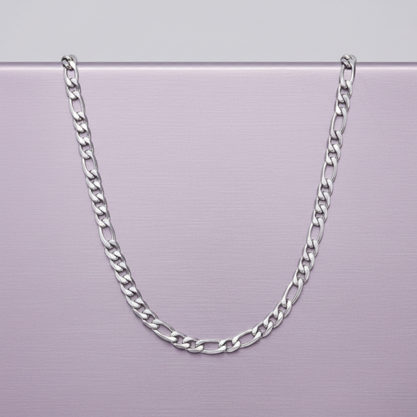 Blaze Stainless Steel 5MM Figaro Chain in Black, Gold or Silver 55-60CM