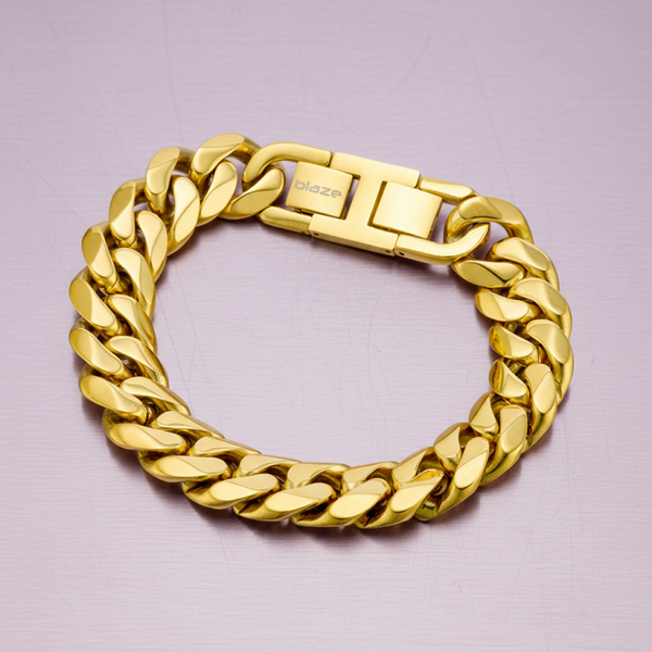 Blaze Stainless Steel 16MM 18k Gold PVD Plated Cuban 23.5CM