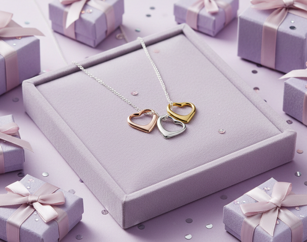 Silver Essentials Sterling Silver Various Colour Floating Hearts Necklace 50CM