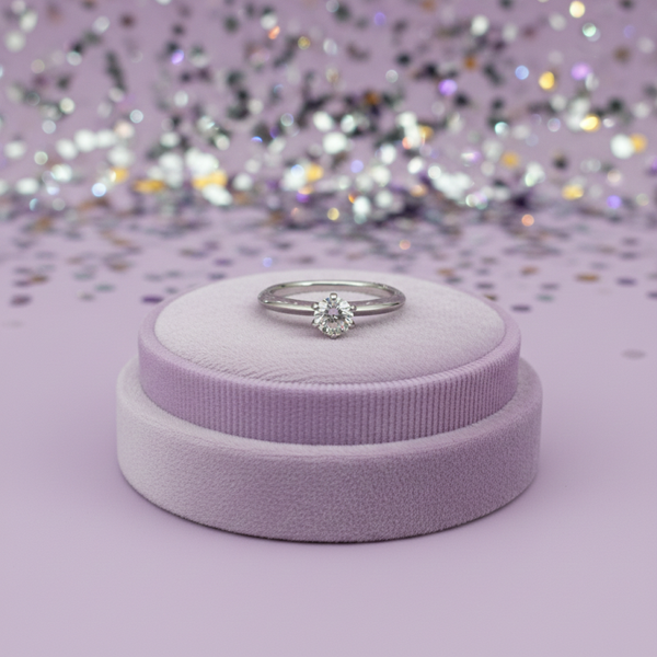 0.5ct 18K WG Plated 925 Sterling Silver Moissanite Ring GRA Warranty & Certificate