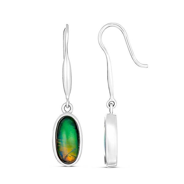Firegem 12x6MM Opal Hook Earrings in Sterling Silver