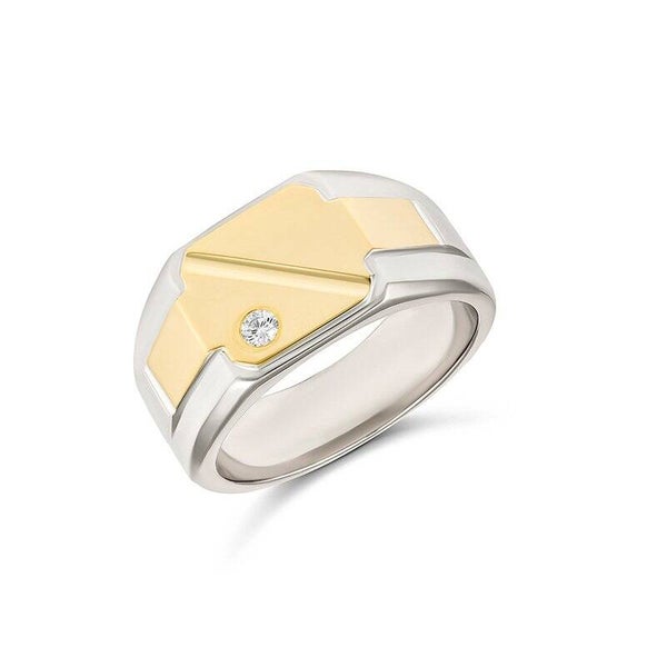 Yellow Gold and Sterling Silver Two Tone Diamond Ring
