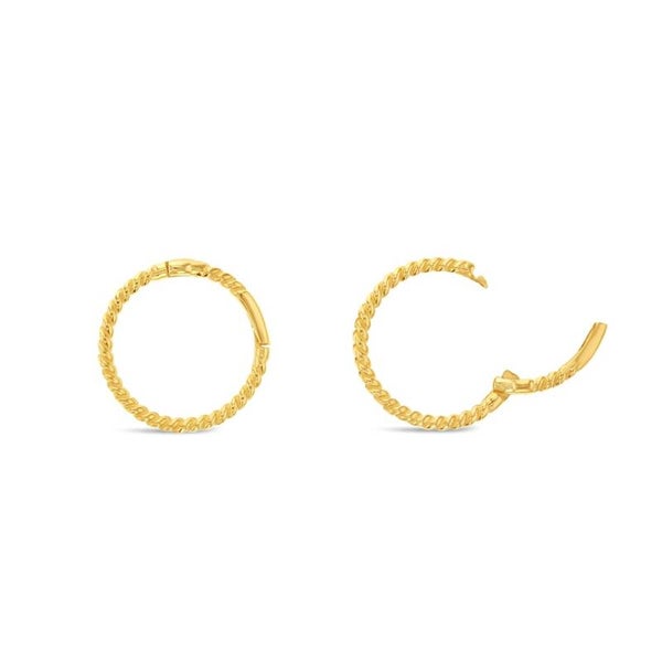 Solid Gold Hinged Sleeper with Twist Pattern in 9ct Yellow Gold