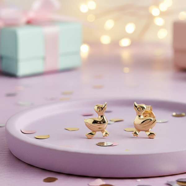 My Little Angel Duck Stud Earrings in 9ct Gold