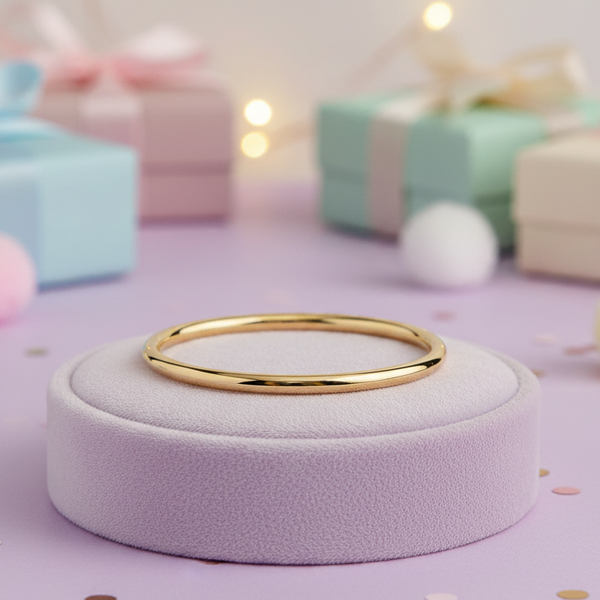 My Little Angel 4MM Hollow Golf Bangle Yellow or Rose Gold Plated