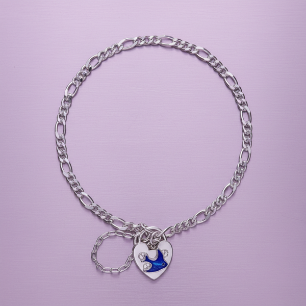 My Little Angel Figaro Bracelet with Bluebird Clasp in Sterling Silver